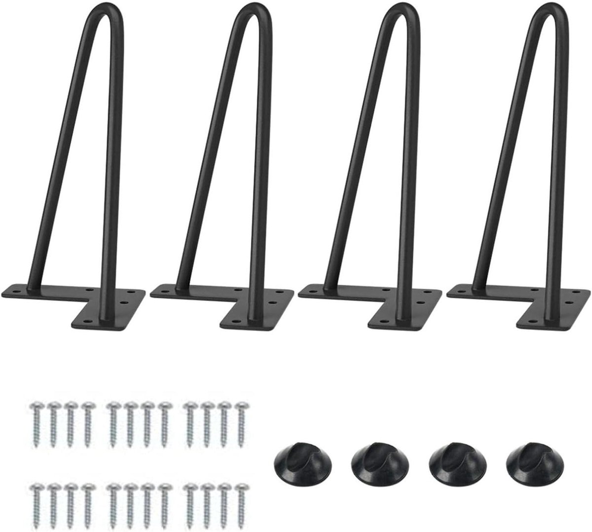 Tafelpoten Metaal - Meubelpoten Haarspeld - Doe-het-zelf Meubels - Massief Staal 20cm - 4 stuks - Zwart