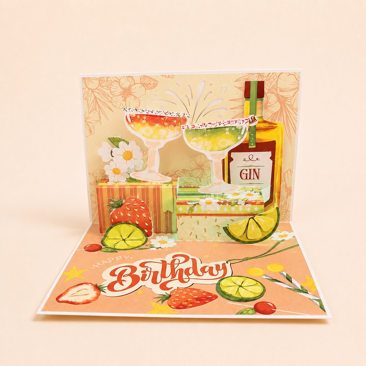 Paperbloom - Muzikale Verjaardagskaart met Geluid – Happy Birthday Wenskaart – Gin & Cocktails – Originele Verjaardagskaart voor Hem en Haar