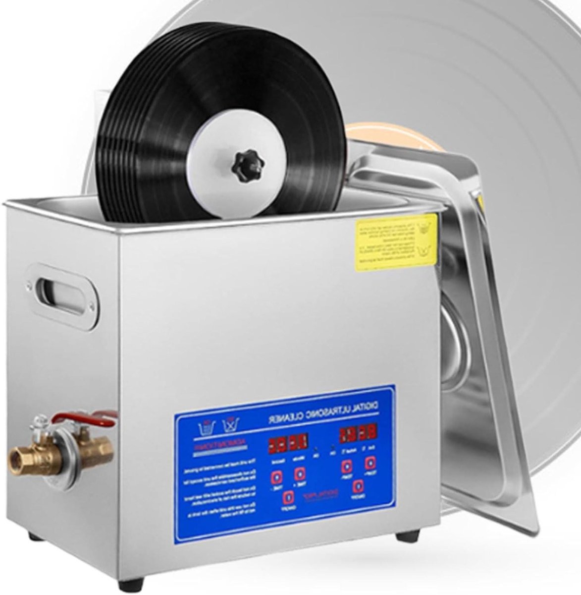 Ultrasone Platenreiniger - Vinyl Reiniger - Platen Schoonmaken - Met Digitale Timer - 6.5 Liter - Zilver