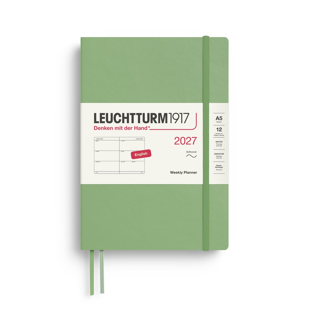 Leuchtturm1917 - 2027 - Agenda - Weekly Planner - A5 Medium 15x21cm - sage - softcover
