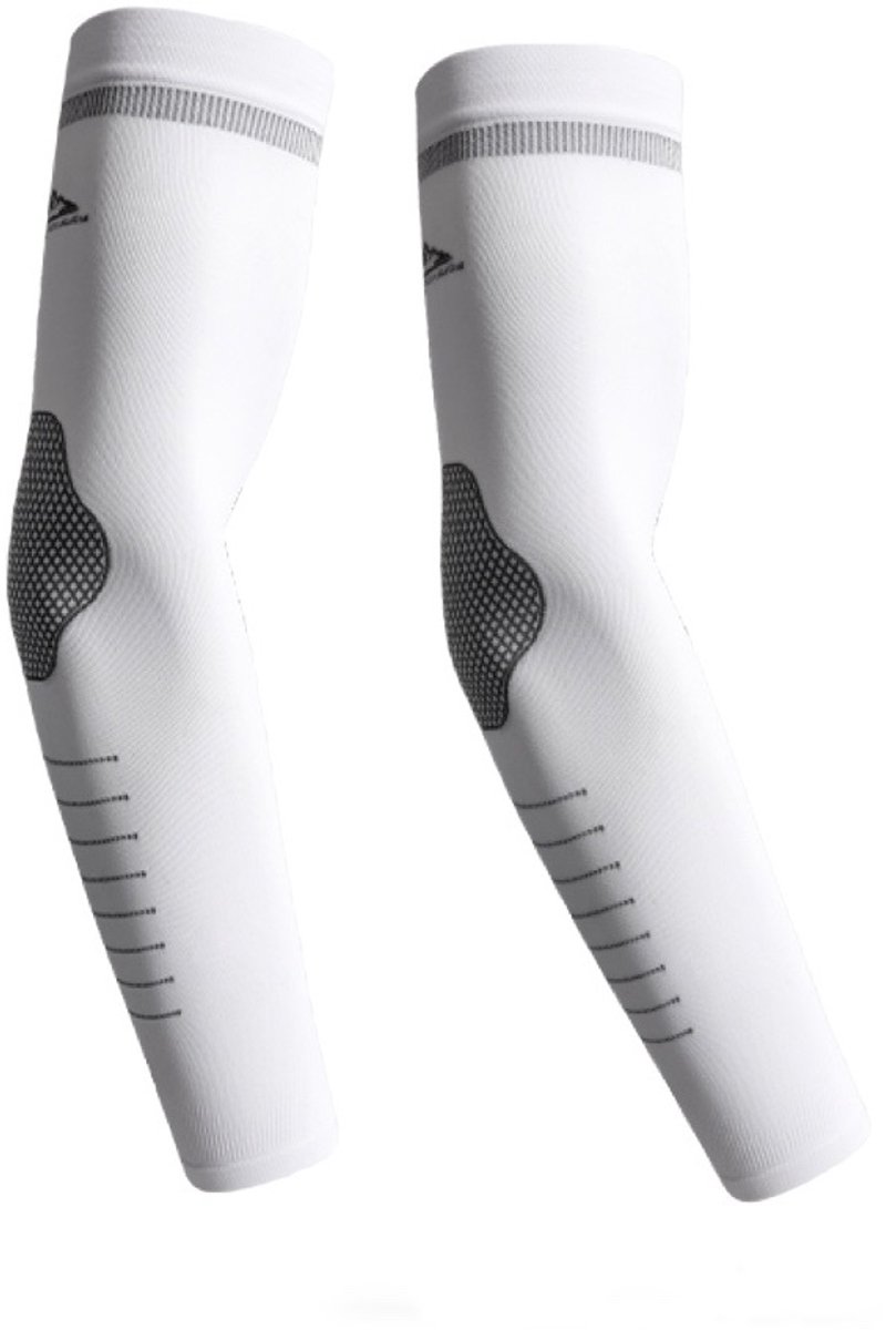 UV Beschermende Armstukken – Elastisch Mouwen voor Fietsen en Outdoor Sport – One Size, Ademend, Unisex - Wit