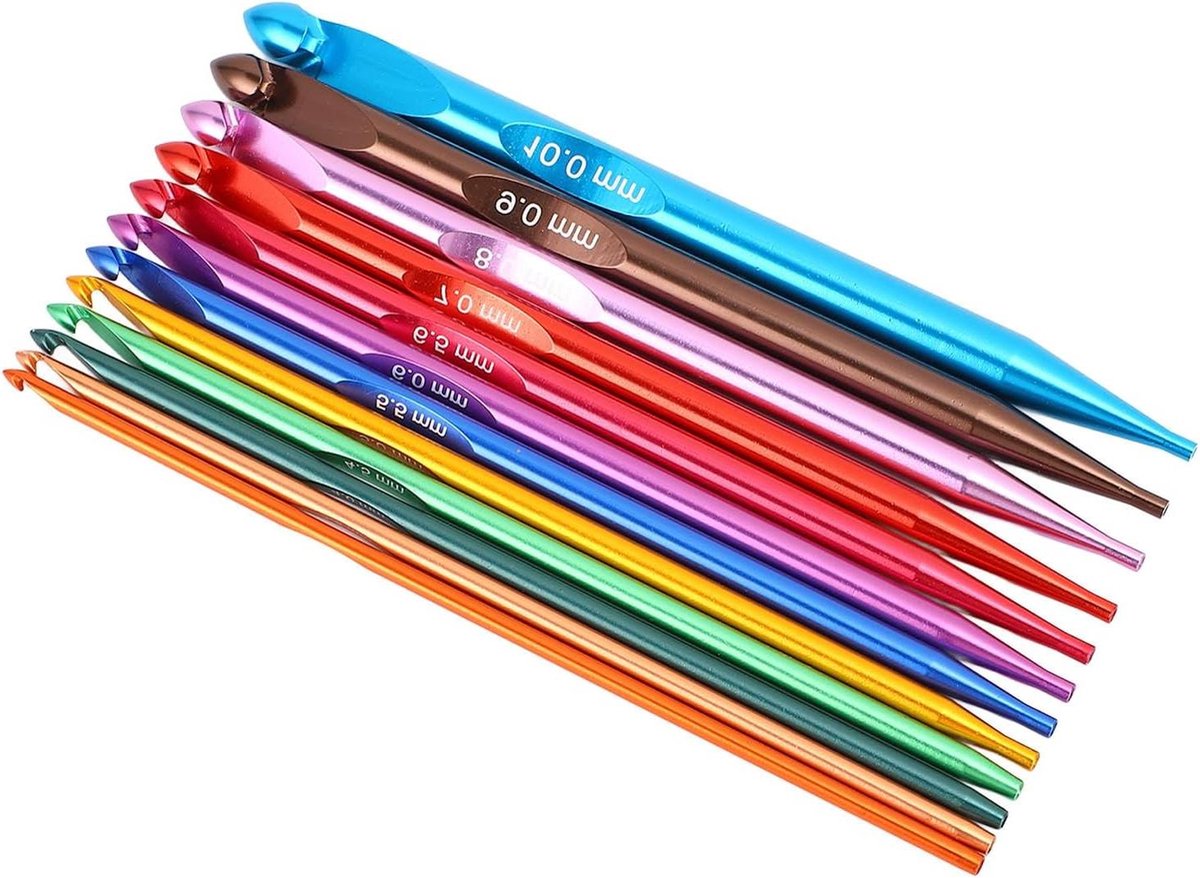 Tunesische Haaknaaldenset - Verwisselbare Haken - Breien en Haken - Ergonomische Grip - 12 Maten 40-80cm - Gekleurd