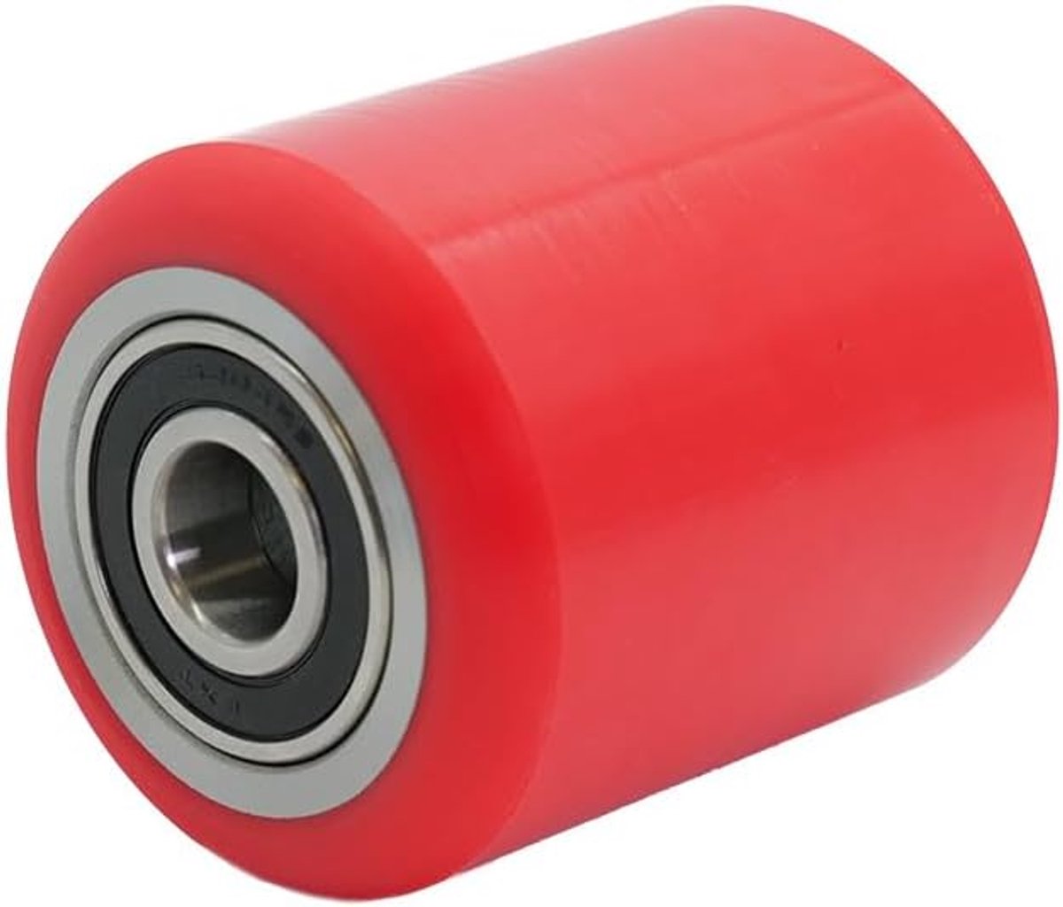 SnelShoppen - Set van 4 Polyurethaan Hefwielen 80 x 90 mm Rood, As 20 mm met Lagers, Vervangwielen voor Heftruck en Hijsapparaat, Slijtvast en Duurzaa