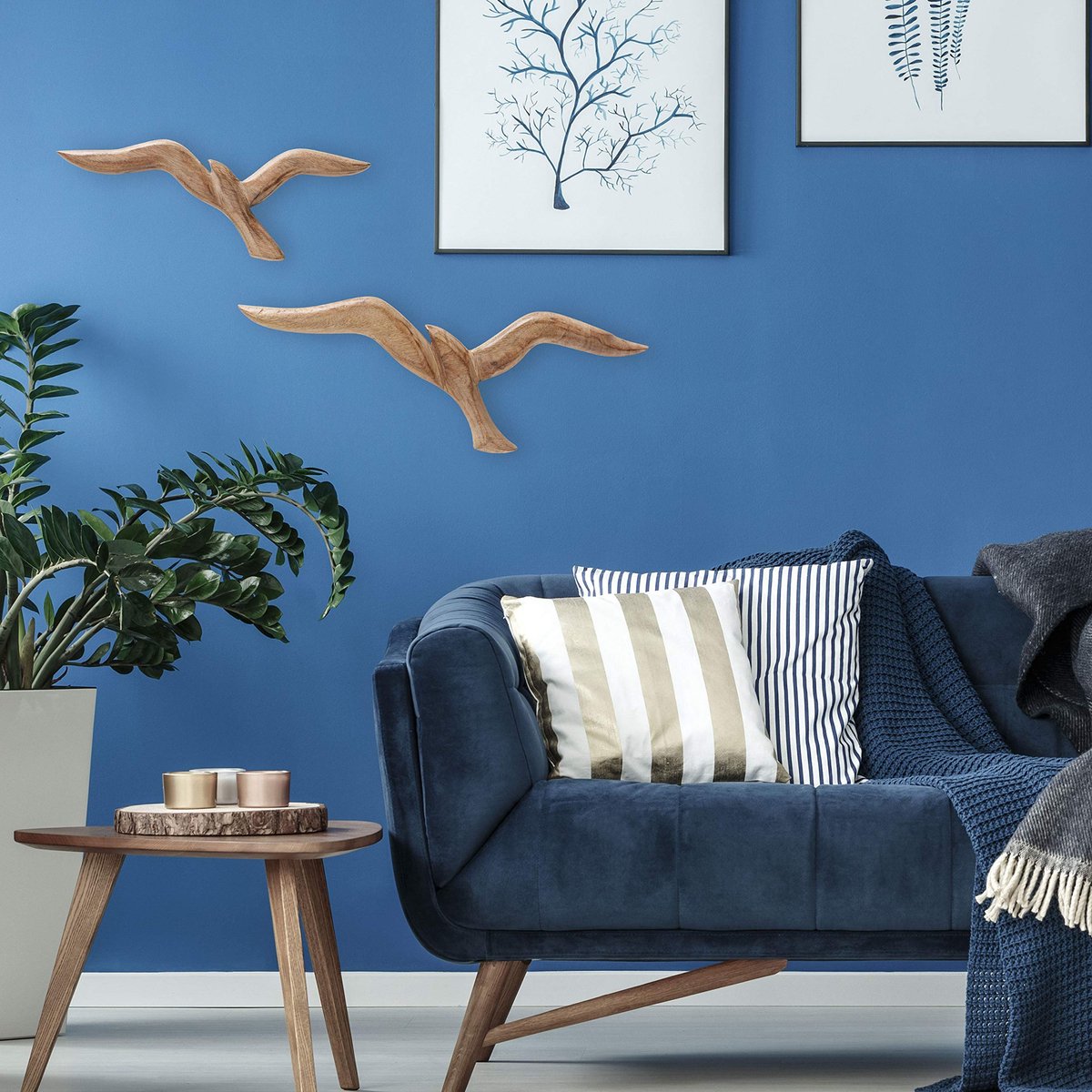 SnelShoppen - Boltze Wandobject Seagull - Wanddecoratie van Hout - Maritiem Motief - Muurschildering voor Hal, Woonkamer, Eetkamer - Houtkleurig met Z