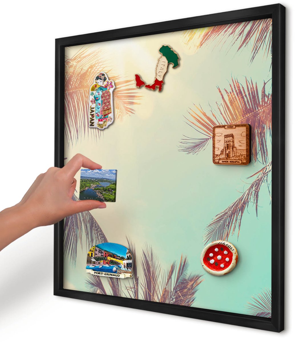 Artprintcave Turkoois Magneetbord mit Zwart Frame - 50x50 cm - Tropisch Paradijs Magneet Bord mit Frame - Vintage Magnetisch Bord Voor Magneten - Natuur