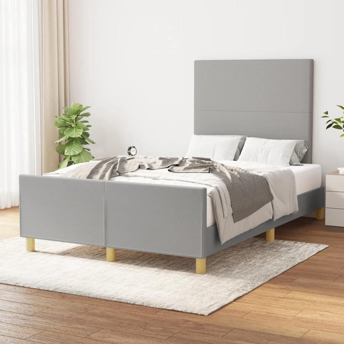 Bedframe met hoofdeinde - Bedombouw Slaapmeubel - Comfortabel Slapen - In hoogte verstelbaar hoofdeinde - 120 x 200 cm - Lichtgrijs
