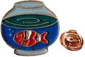 Vis Vissenkom Emaille Pin 2.6 cm / 2.5 cm / Blauw Rood