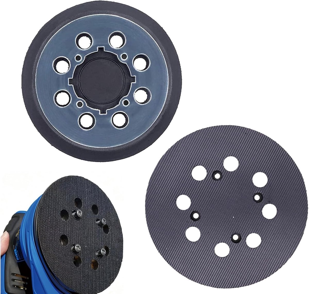 SnelShoppen - Pack van 2 125 mm (5 inch) Schuurdiscs met 8 Gaten voor Stofextractie, Vervangbare Schuurpad met Klittenband, Perfecte Compatibiliteit v