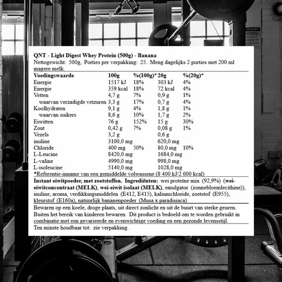 Qnt Light Digest Whey protein Banana 500 gram — afbeelding 4