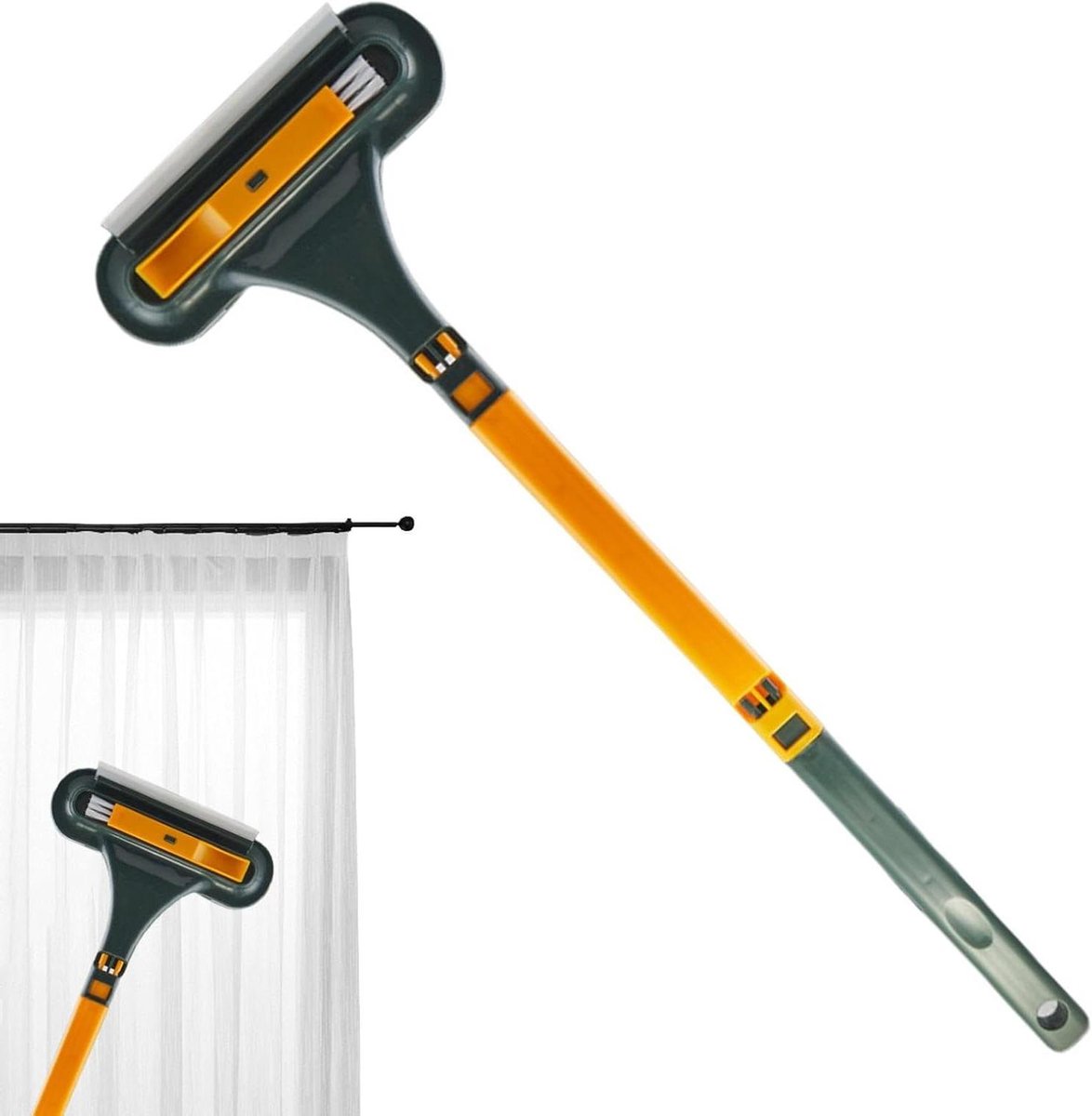 Raamwisser met steel - Raamtrekker Schoonmaak - Ramen Schoonmaken - 2-in-1 Ontwerp - 63 cm - Geel