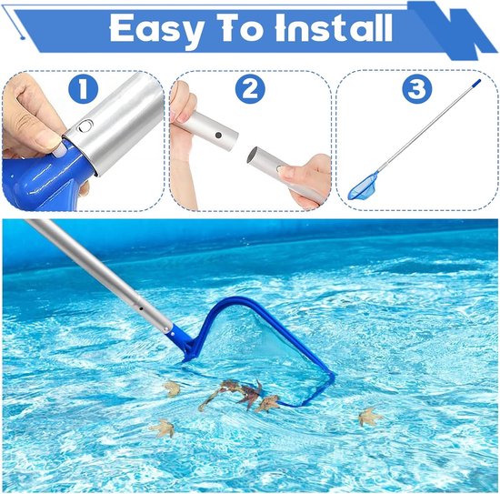 SnelShoppen - Pool Landing Net 185 cm Met Telescopische Steel, 12 cm Diepe Vijvernet, Fijnmazig Voor Zwembad, Vijvers, Algen, Bladeren — afbeelding 2