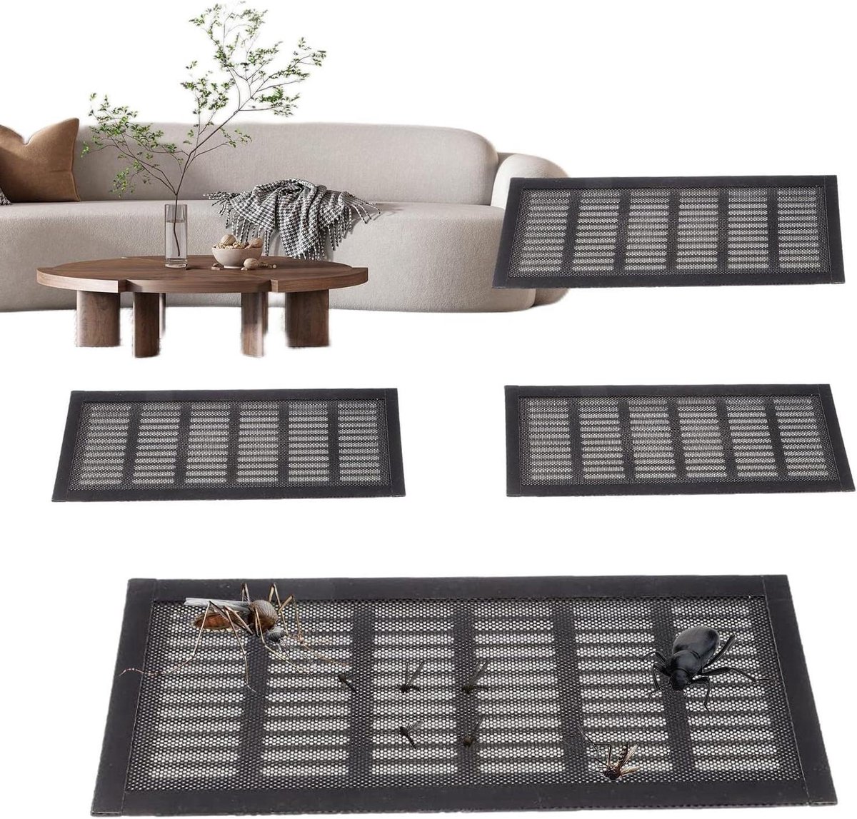 Luchtrooster Covers - Ventilatie Covers - Vloer Beschermen - Magnetisch Rooster - Universele Maat - Zwart