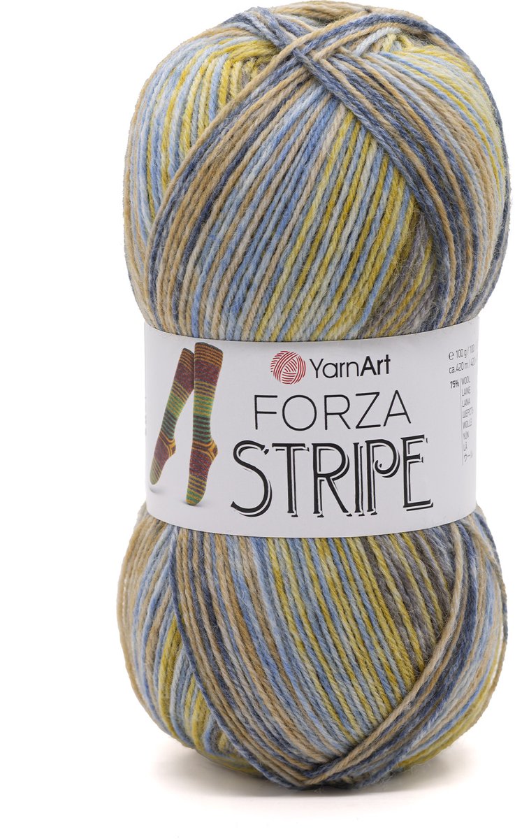 YarnArt Forza Stripe Sokkenwol - 75% Wol 25% Polyamide - voor Sokken Haken en Breien - 100g / 420m - Kleur 2807