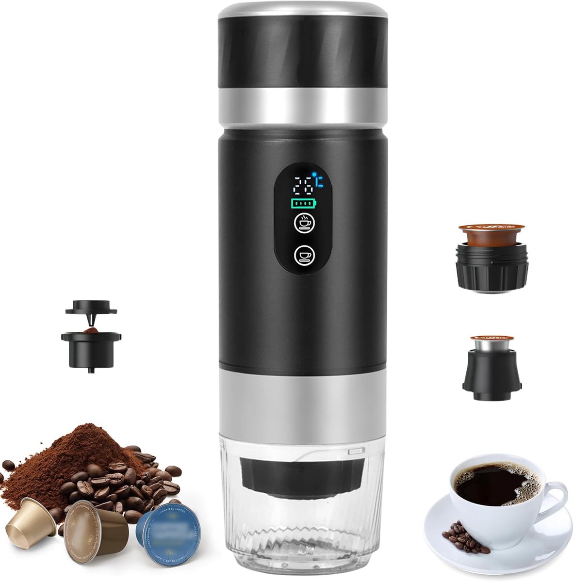 SnelShoppen - Draagbare Koffiemaker - Handmatige Koffiezetter - Compact en Lichtgewicht - Ideaal voor Camping, Thuis, Reizen - Zwart