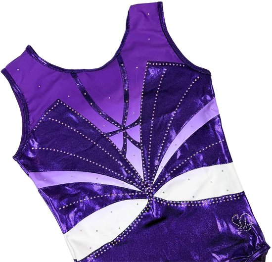 Sparkle&Dream Turnpakje Roos Paars Wit - Maat ASM 158-164 - Gympakje voor Turnen, Acro, Trampoline en Gymnastiek