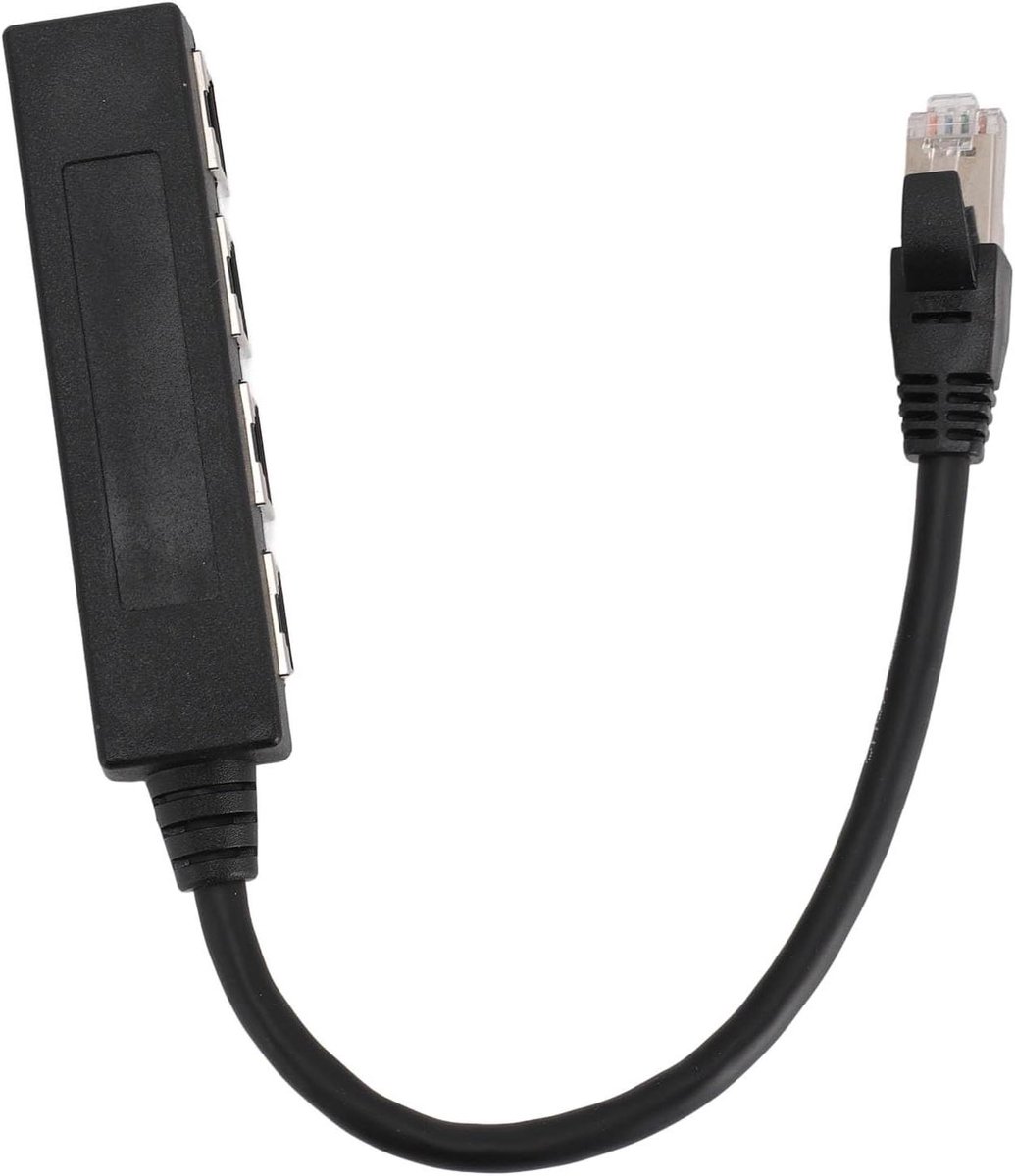 Ethernet Splitter - Netwerk Splitter Adapter - Internet Delen - Hoge Snelheid 1000 Mbps - 1 Tot 4 Poorten - Zwart