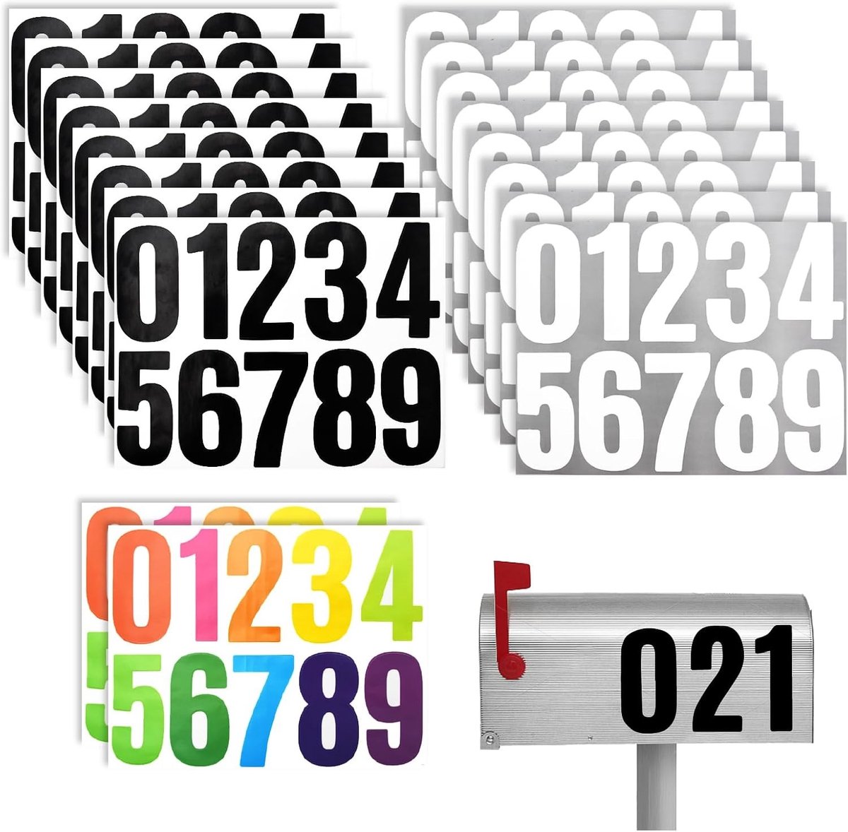 Nummerstickers - 3 Kleuren Vinyl - Waterdicht - 10cm Hoogte - Voor Adresmarkering