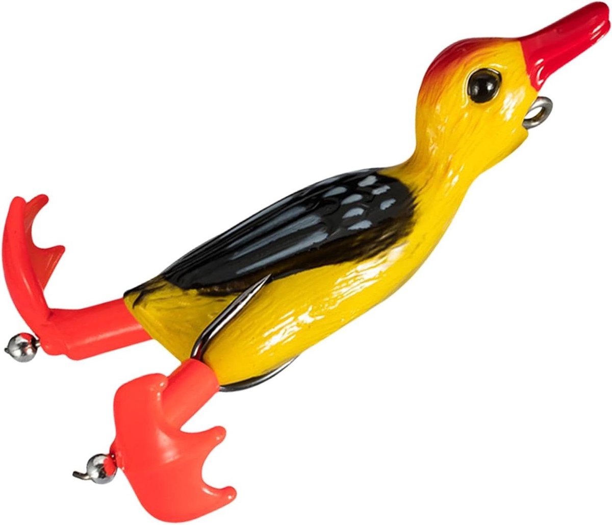 Eend Lokken Kunstaas - Drijvend Eendje - Vissen Vangen - Realistische Bewegingen - 9 cm - Geel