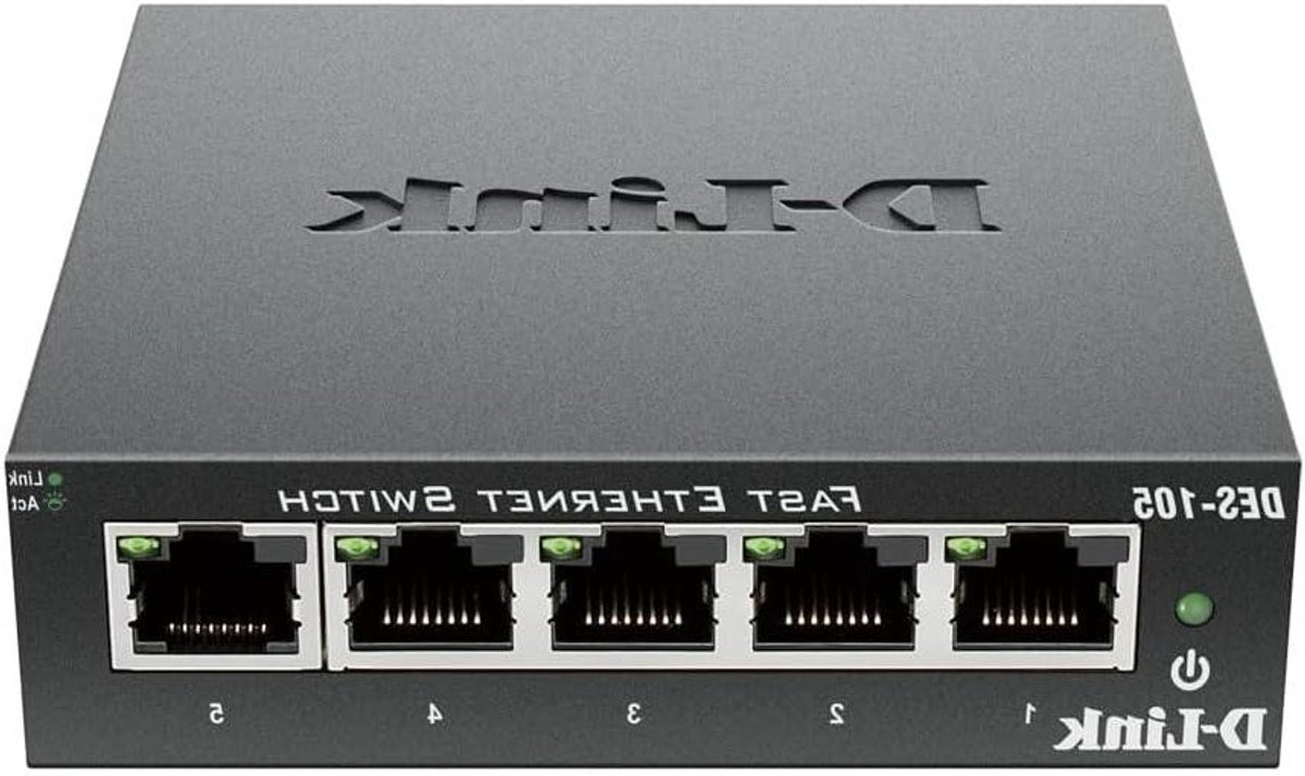 Ethernet Switch - Netwerk Switch LAN Hub - Netwerk Uitbreiden - Ventilatorloze Werking - 5 Poorten - Metaal