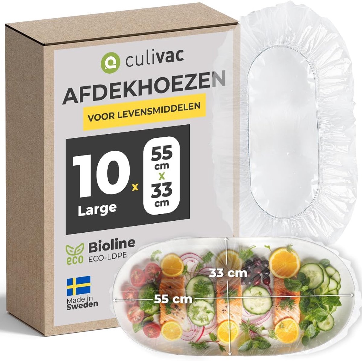 SnelShoppen - 10x BPA-vrije Voedselcovers voor Eten, 55x33cm, Duurzaam Alternatief voor Plastic Folie, Geschikt voor Schalen en Borden, Ideaal voor Ke