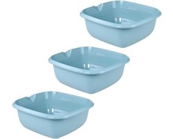 Universele Bak - Wasbak Emmer - Huishoudelijk Gebruik - Met Maatverdeling Tuit - 3 stuks 13L - Blauw