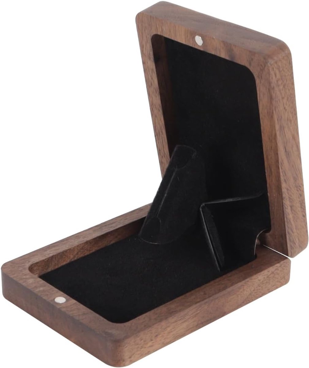 SnelShoppen - Luxe houten trouwringdoos - Rotating display, vintage ringbox voor sieraden, handgemaakt van walnoten hout, discreet en duurzaam, perfec