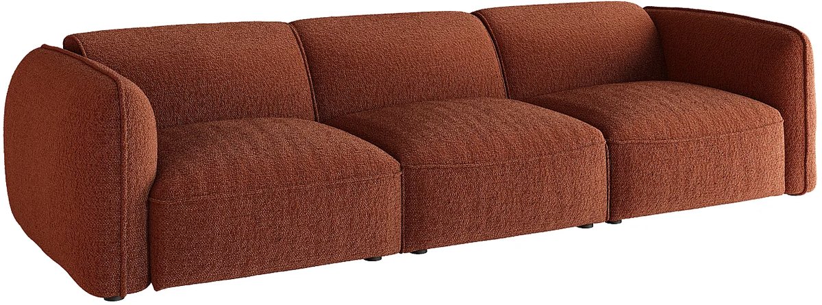 Vente-unique Modulaire driezitsbank in terracotta chenillestof van Maison Céphy CAMILIO