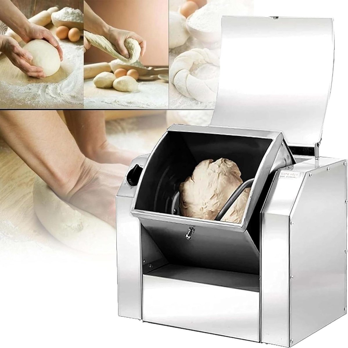 Staande Mixer - Deegmixer Keukenmachine - Bakken Deeg Maken - Krachtige Koperen Motor - 5 kg Capaciteit - Zilver