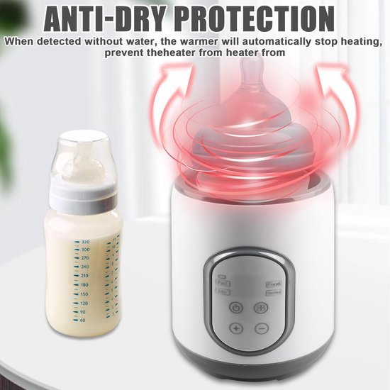 Grijze enkelvoudige babyflesverwarmer met digitaal bedieningspaneel, multifunctioneel ontdooien-opwarmen-steriliseren, 24-uurs constante temperatuur met Europese ronde stekker voor huishoudgebruik — afbeelding 5
