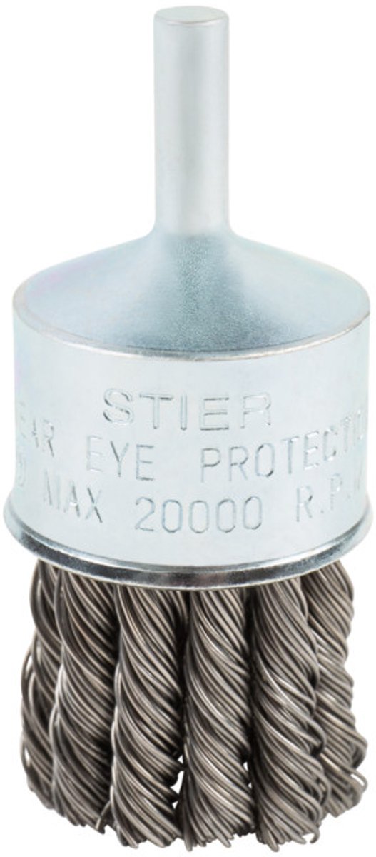 STIER penseelborstel ø 29 mm, schacht-ø 6,35 mm, 0,5 mm, geknoopt, staal