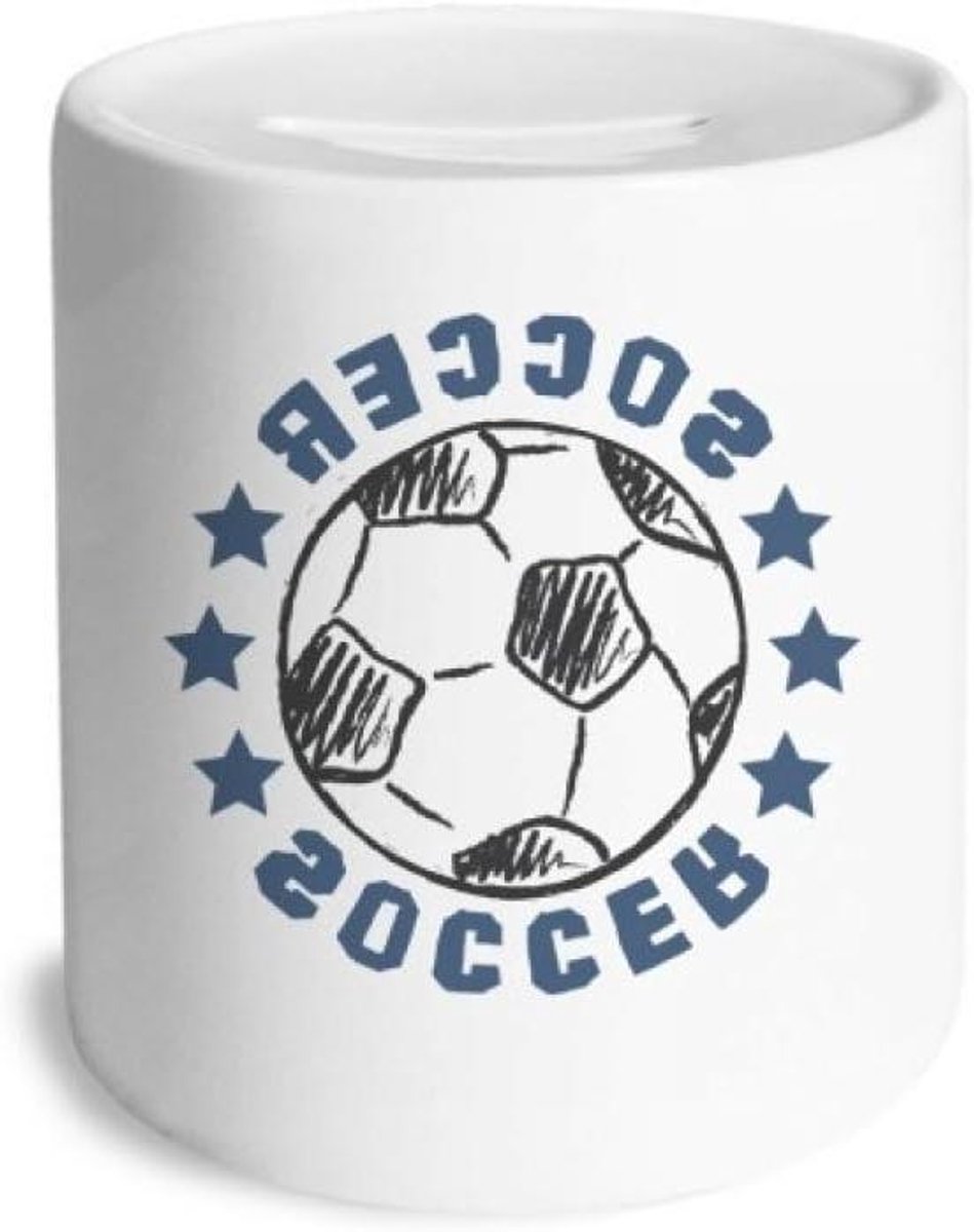 Voetbal Spaarpot - Muntendoos Spaarbank - Geld Besparen - Klassiek Cilinderontwerp - 9 cm hoog 8 cm diameter - Meerkleurig