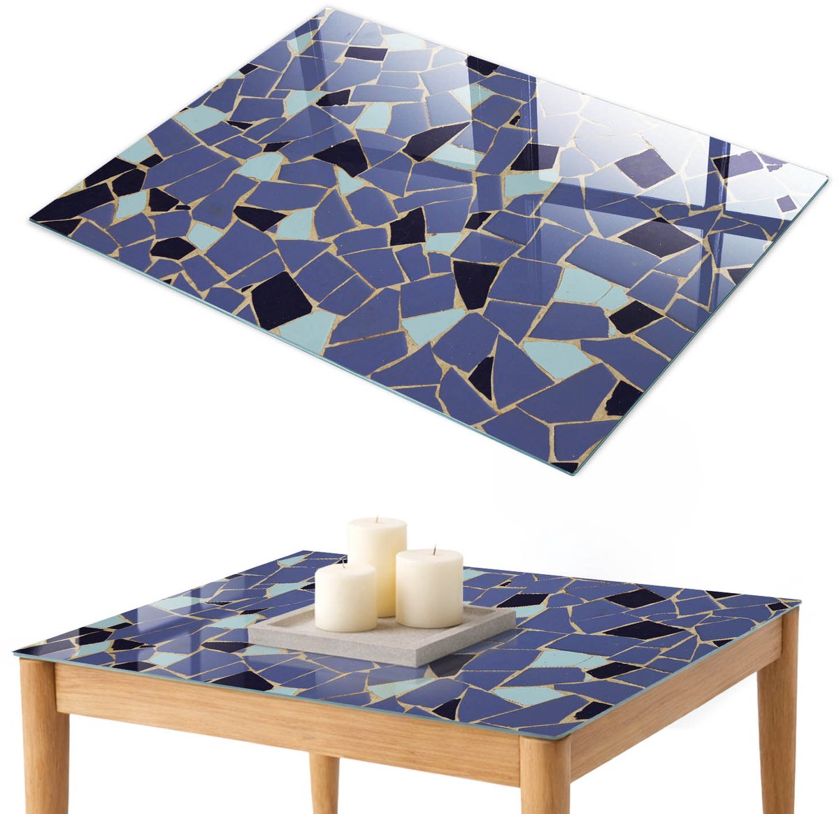 ArtPrintCave Kleurrijk patroon Glazen Tafelblad 100x70 cm - Tafelblad Rechthoek - Marine Eettafel Met Glasplaat - Achtergronden en patronen Tafelblad Glas