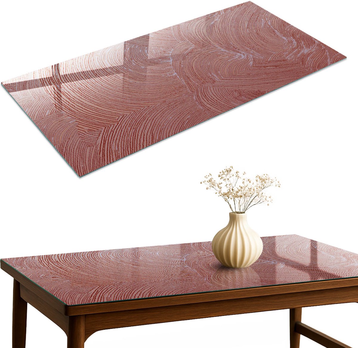 ArtPrintCave Ingewikkelde patronen Glazen Tafelblad 120x60 cm - Tafelblad Rechthoek - Bruin Eettafel Met Glasplaat - Texturen Terrastafel