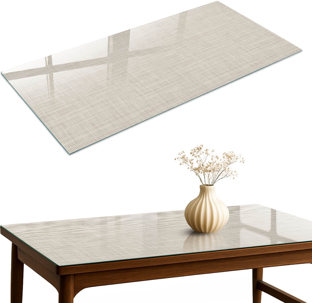 ArtPrintCave Beige textuur Glazen Tafelblad 120x60 cm - Tafelblad Rechthoek - Beige Keukentafel - Texturen Bureaublad