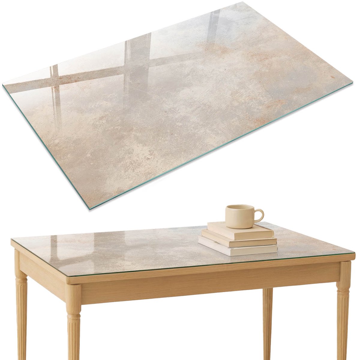 ArtPrintCave Subtiele textuur Glazen Tafelblad 120x80 cm - Tafelblad Rechthoek - Grijs Tafelblad Glas - Texturen Terrastafel