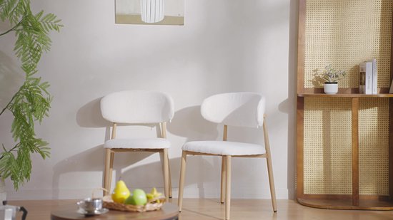 Bayt Japandi eetkamerstoelen - Set van 2 - Beige