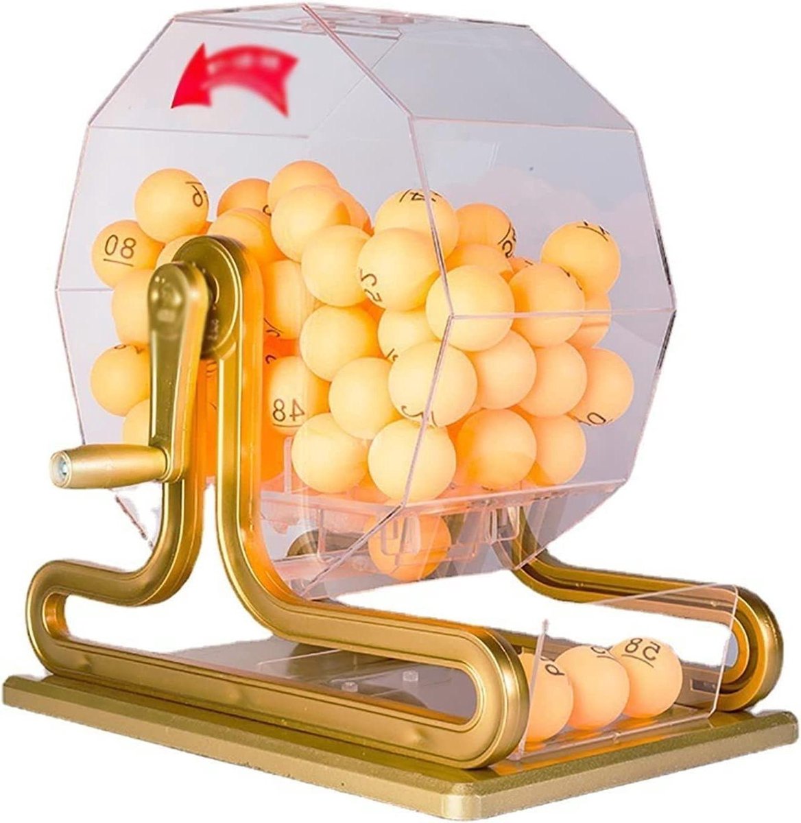 Bingospel Set - Loterij Machine - Familiespel - Acryl Bingokooi - 35x25x37cm - Geel