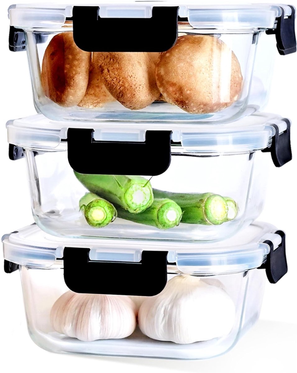 Zavio® Glazen Vershoudbakjes - Glazen Opbergbakjes - Met Deksel