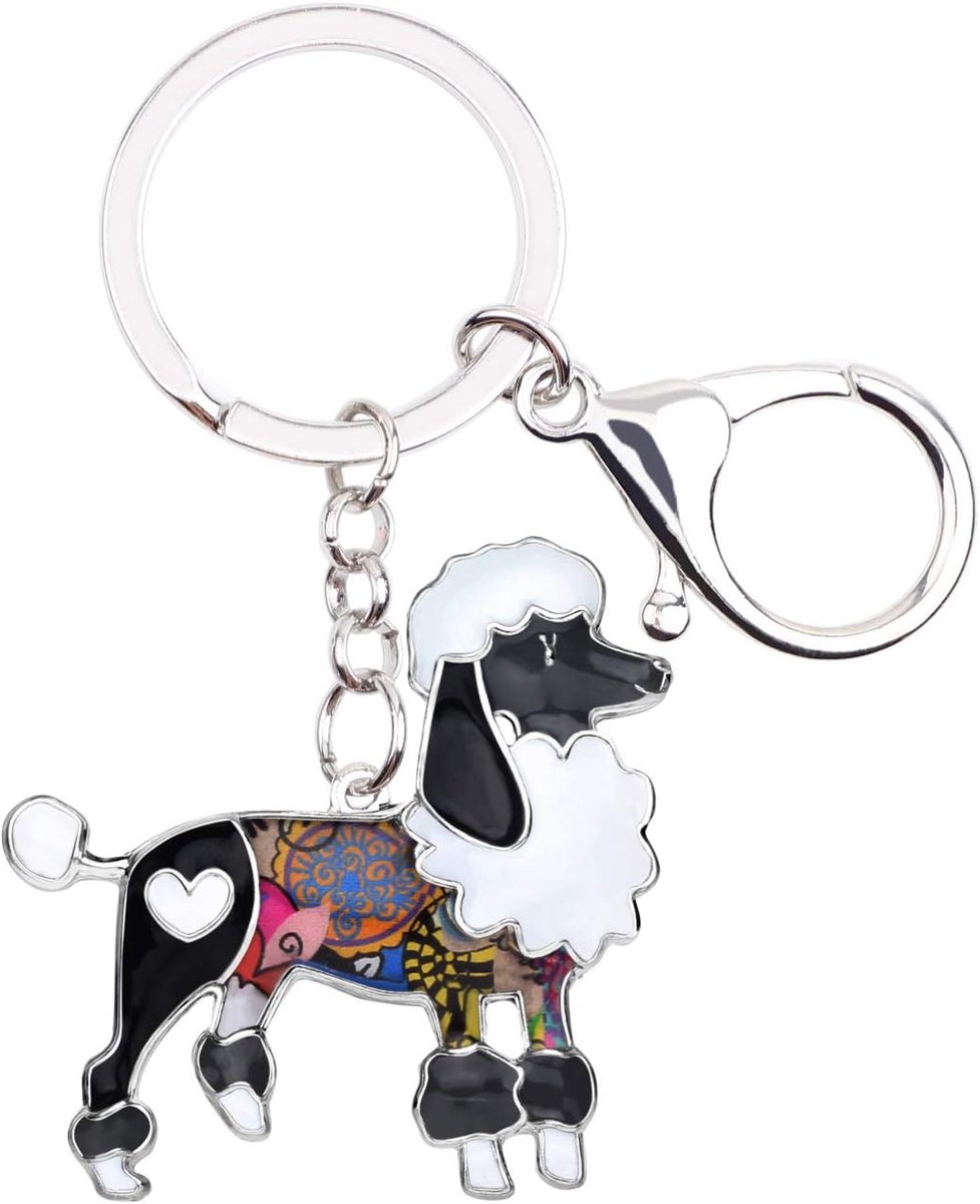 Emaille Poedel Hond Sleutelhanger Elegante Huisdier Sleutelhanger Handtas Portemonnee Charm Geschenken voor Vrouwen Meisjes