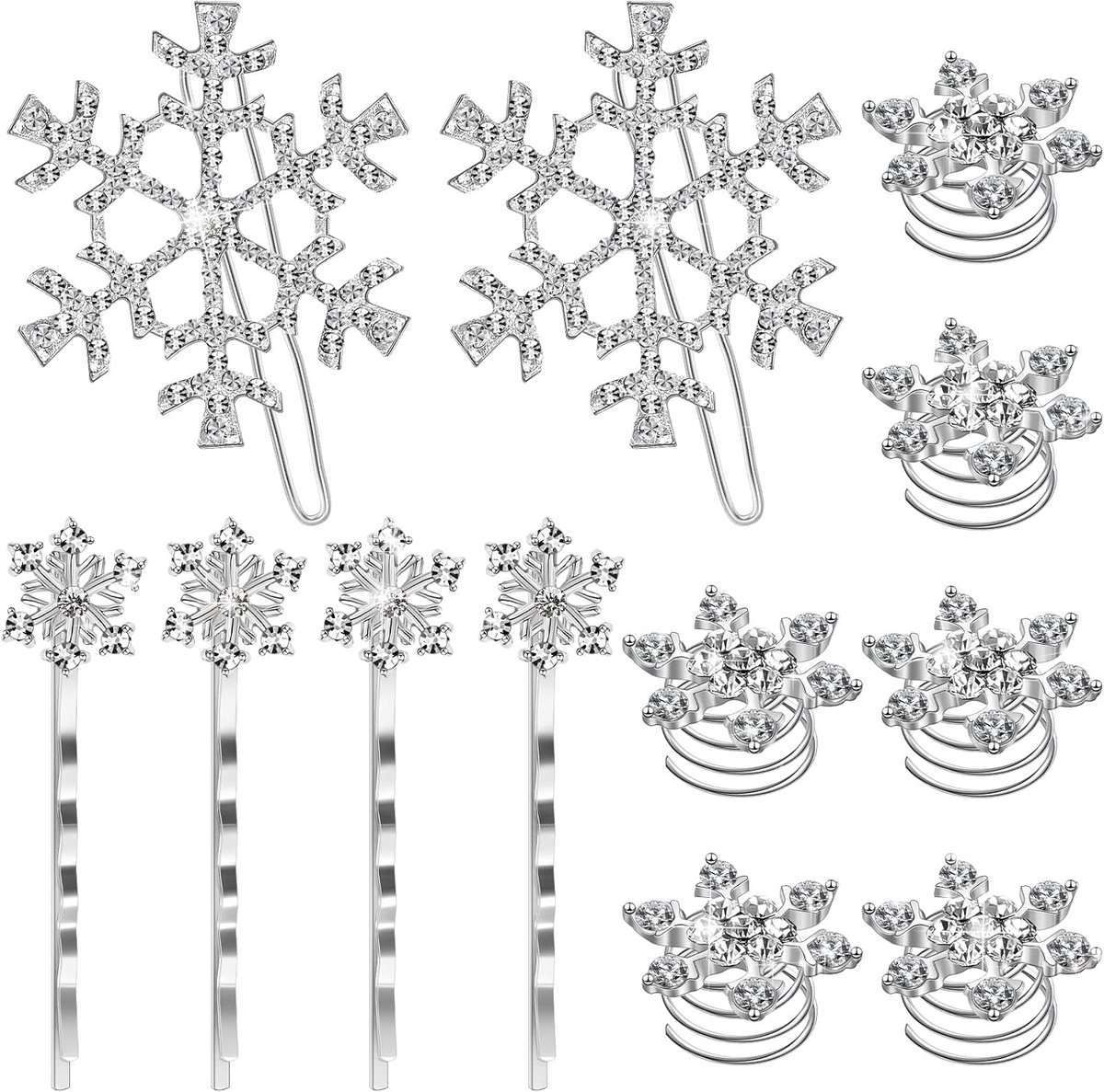 Haarspelden, kerstglanzende strass haarspelden van legering voor vrouwen en meisjes, hoofddekselaccessoires voor winterfeesten en feestelijke vakanties