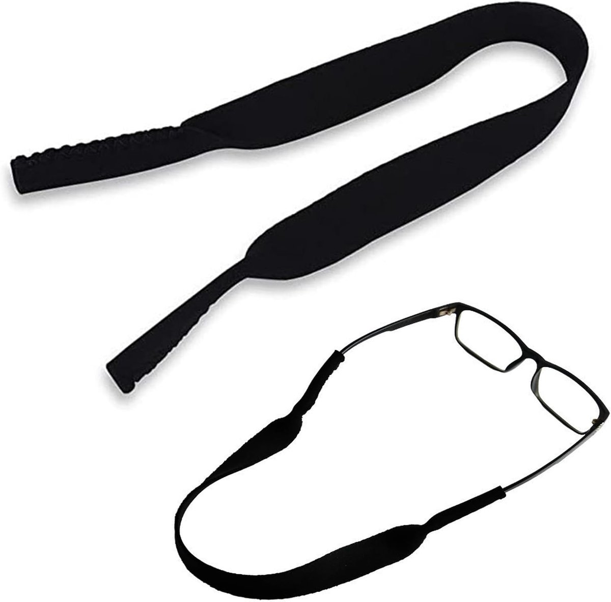2-pack sportband voor bril, neopreen elastische koordhouder riem band | voor buiten wandelen, hardlopen, zwemmen, joggen, skiën - mannen, vrouwen, kinderen (zwart)