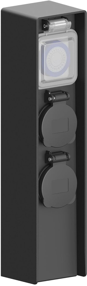 - Buitenstopcontact met paal, incl. sensor, 2 stopcontacten, waterdicht IP44, 3 jaar garantie