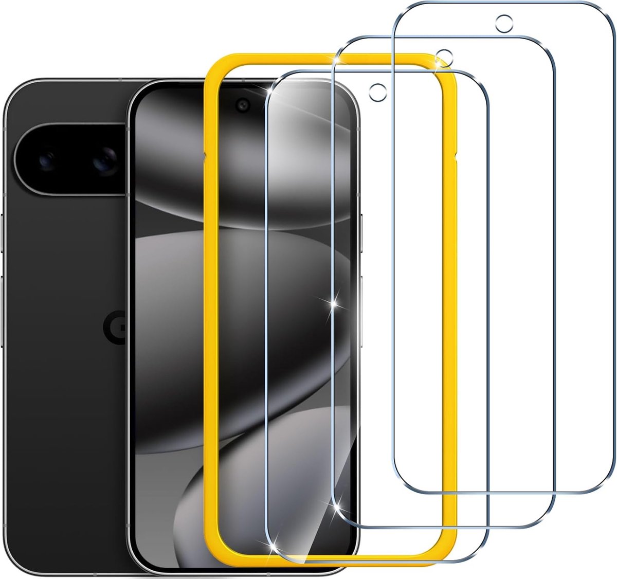 ivoler 3-pack schermbeschermer voor Google Pixel 10 / Google Pixel 10 Pro/Google Pixel 9 / Google Pixel 9 Pro, met uitlijning frame tool, gehard glas beschermfolie - 6,3 inch