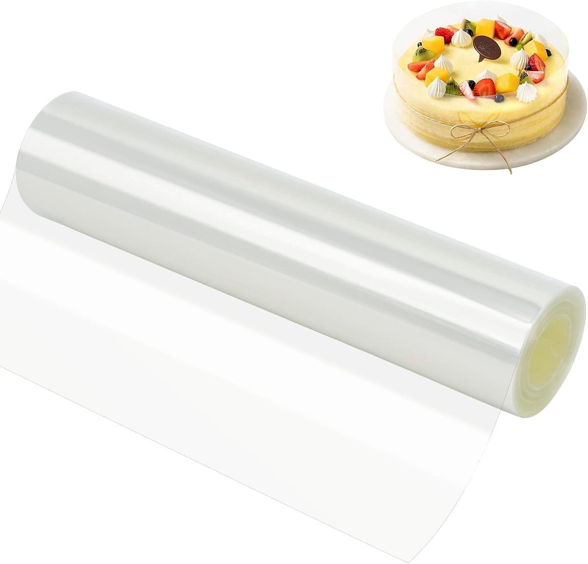 Taartrandfolie 20 cm hoog, transparante PET-taartfolie, herbruikbare taartringfolie, 10 m, rol voor het maken van cake, mousse, gebak, chocolade, dessertringen