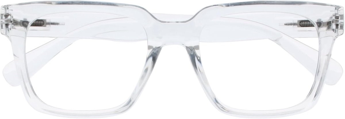 ERA Blauwlichtfilter Leesbril Dames/Heren - Ontspiegeld - UV400 - groot rechthoekig montuur - computerbril gaming - Transparant - +1.00