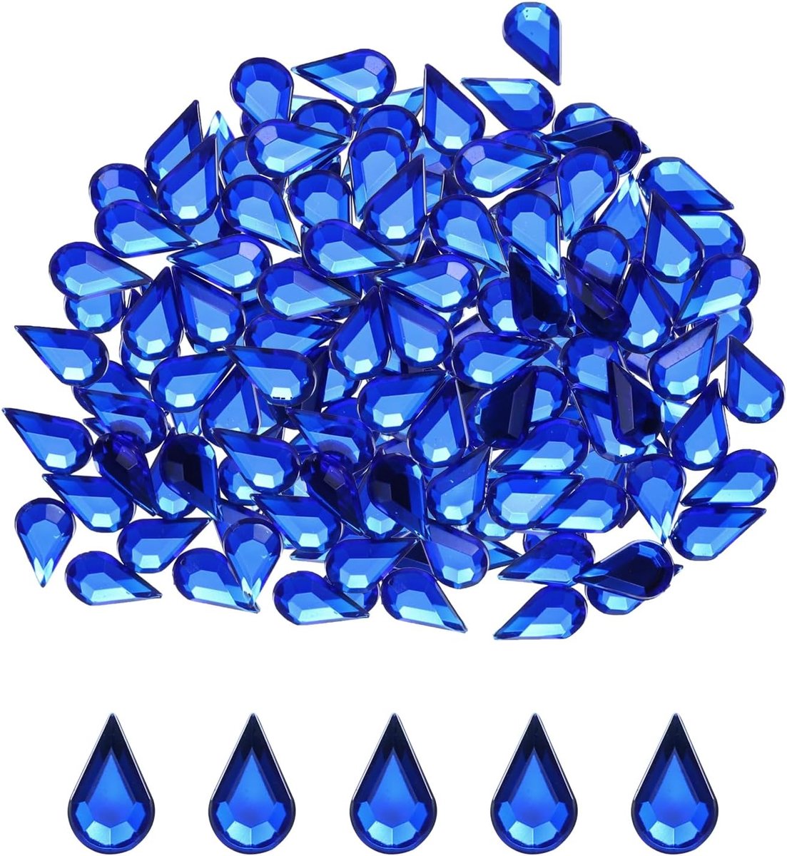 Acryl edelstenen met platte achterkant, 6 x 10 mm, kunstmatige strassteentjes voor doe-het-zelf knutselen, kralen, bruiloft, feest, gezichtsbeschildering, sieraden, 200 stuks, diepblauw