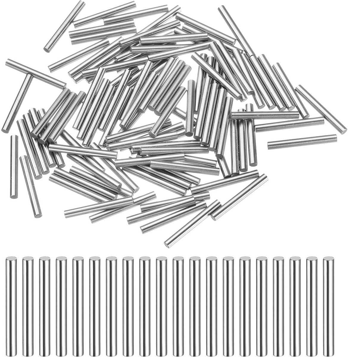 100 stuks 2 mm x 18 mm plugpennen lagerstaal cilindrische plugpennen planksteunpennen stiftstang bevestigingselementen metalen plankpennen +/-0,02 mm tolerantie, zilverkleurig
