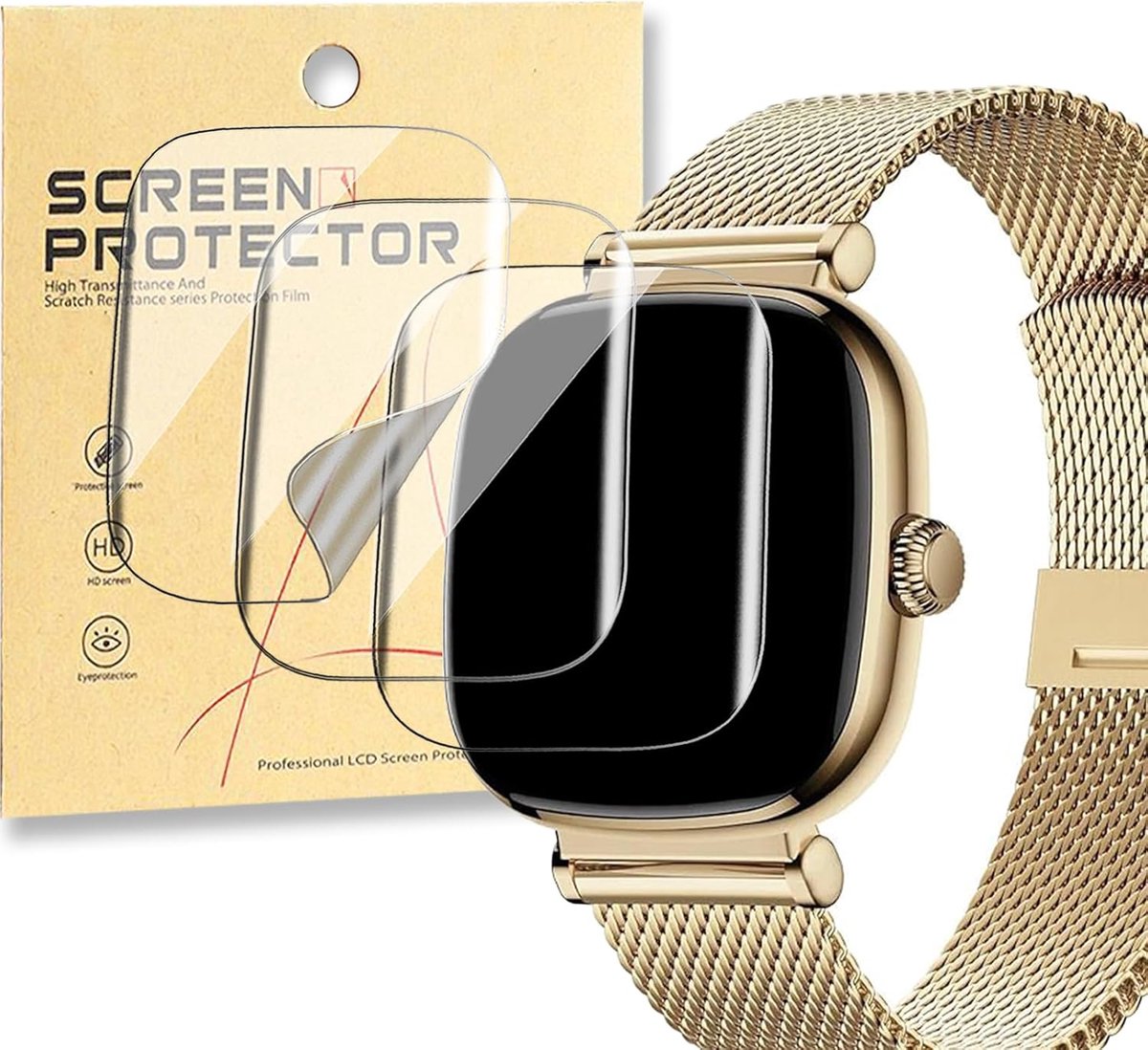 3 displaybeschermfolies, compatibel met Ice Watch Smart SQ 2.0 Carrée 4,3 cm (1,7 inch), krasbestendig, luchtbelvrij, flexibele TPU-HD-beschermfolie voor Ice Smart SQ 2.0 horloge