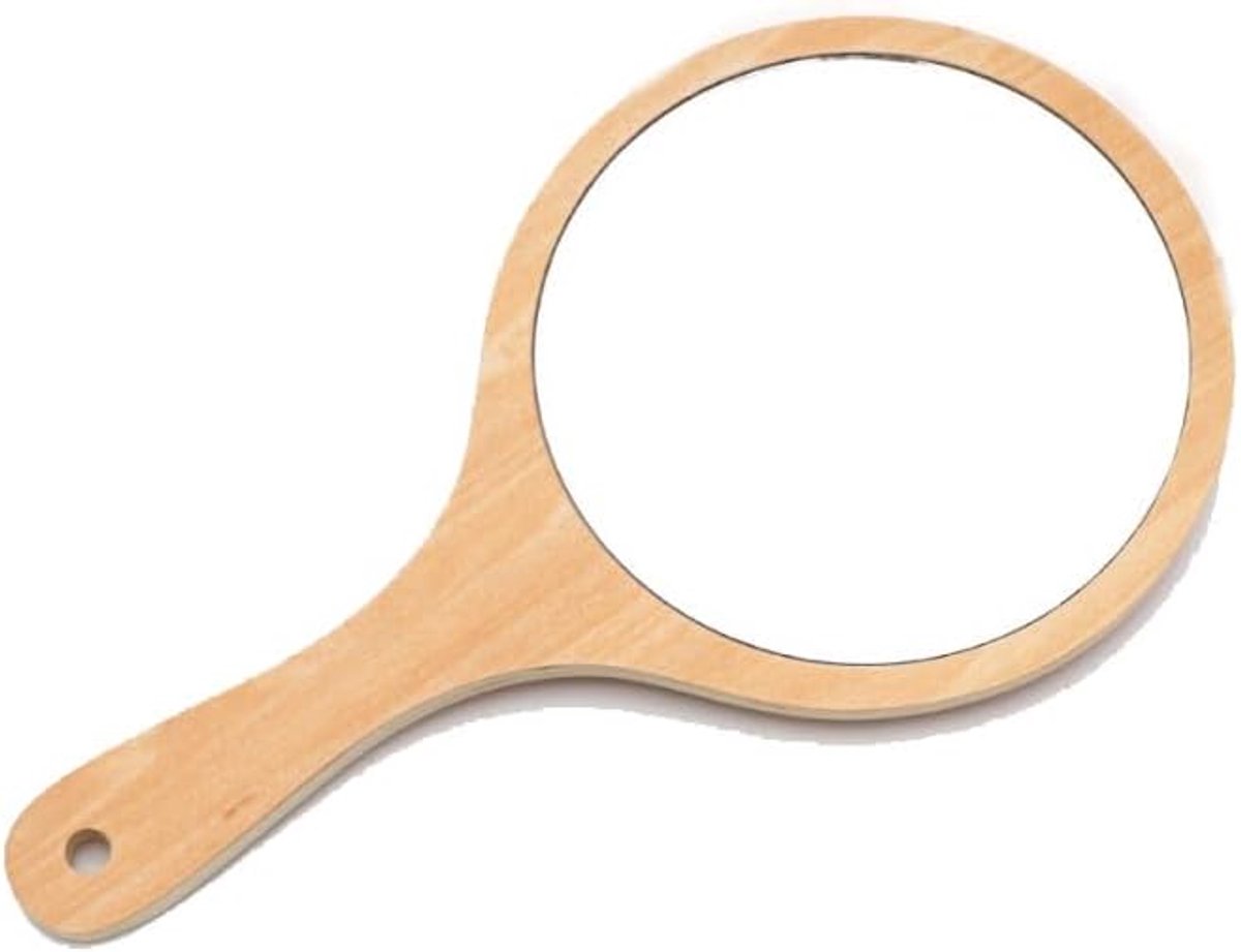 Handheld spiegels houten, Houten Kappers Handspiegel, Salon Professionele Spiegel met Handvat, Geschikt voor Make Up Haarknippen Scheren Gezichtsverzorgin Salon