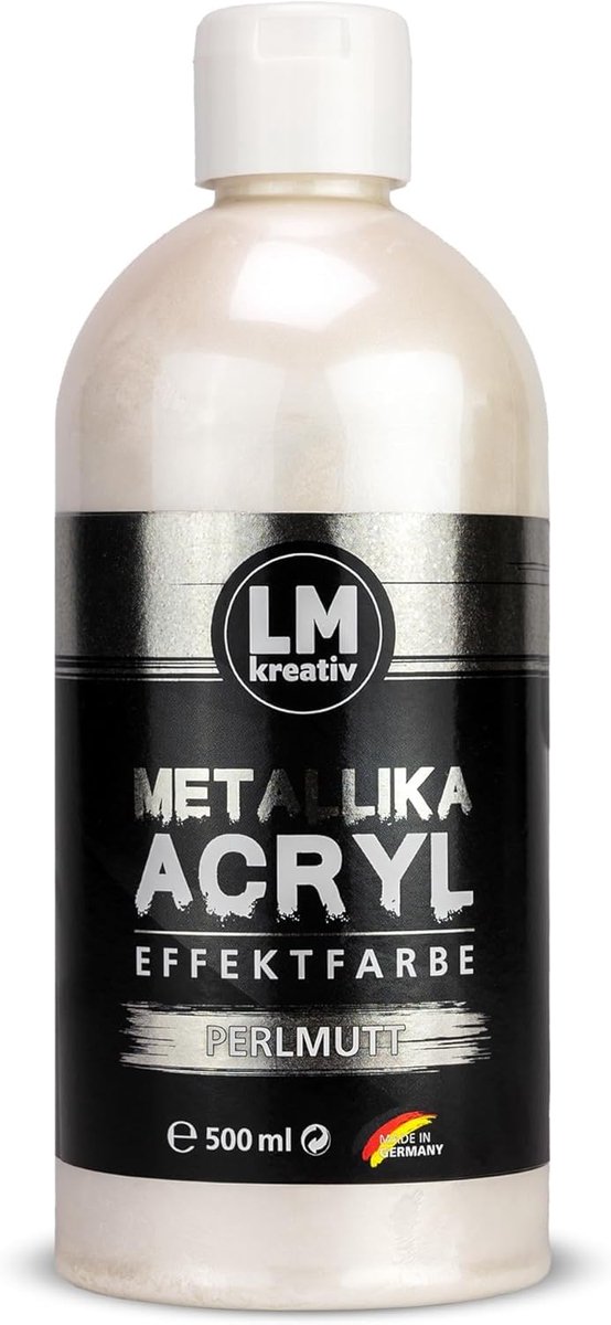 LM-Kreativ Metallika acrylverf - metallic effect - Pearl - 500 ml - zijdeglans metaalglans